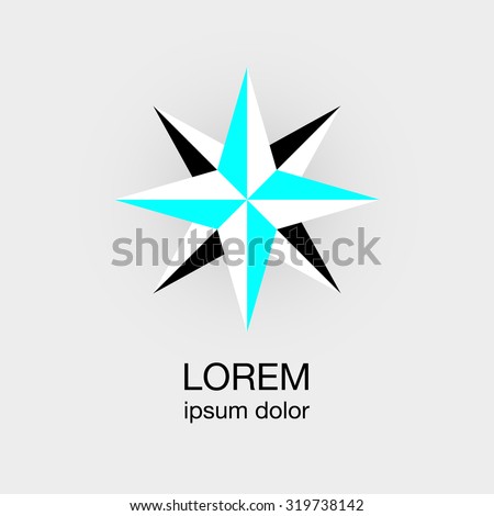white blue black star concept logotype, compass style, vector template