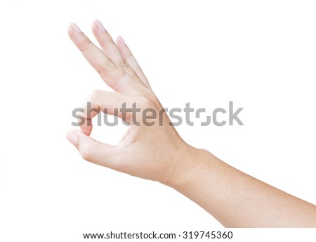 hand OK shape with isolated background