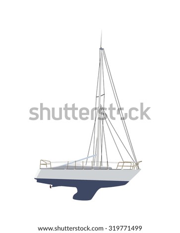 Water Boat, Sailboat. Vector Illustration. EPS10
