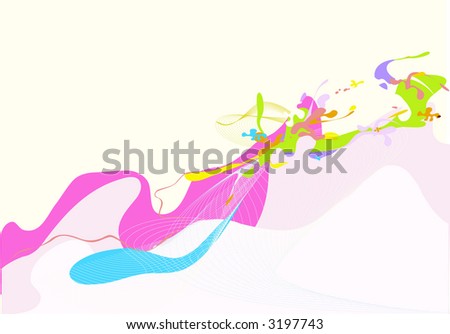 Vector illustration - abstract background  made of color splashes and curved lines