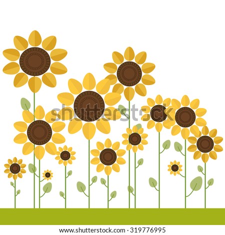 Colorful Illustration With Sunflowers
