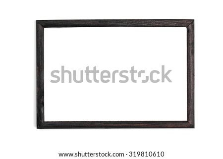 horizontal white photo frame with white field on white background isolated with real shadows