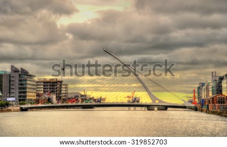 View of Samuel Beckett Bridge in Dublin, Ireland