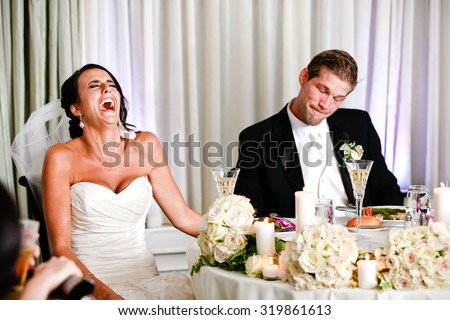 Bride and Groom Speech Royalty-Free Stock Photo #319861613