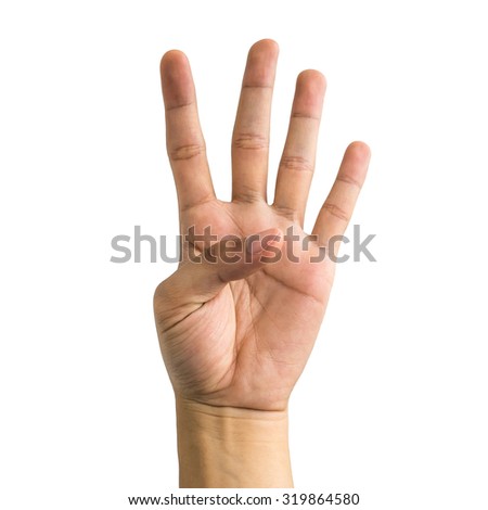 Symbol of Hands show the number one, two, three, four, five