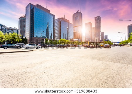 city road on sunset in Beijing.