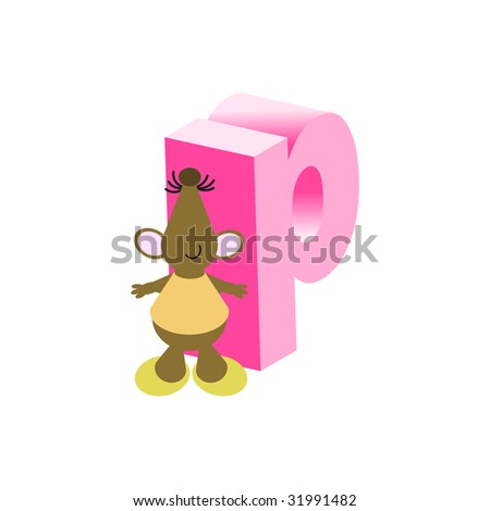 Happy Mouse with lower case letter p
