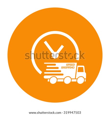 Express delivery icon. Delivery car with watch