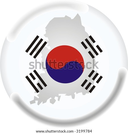 south korea map and flag