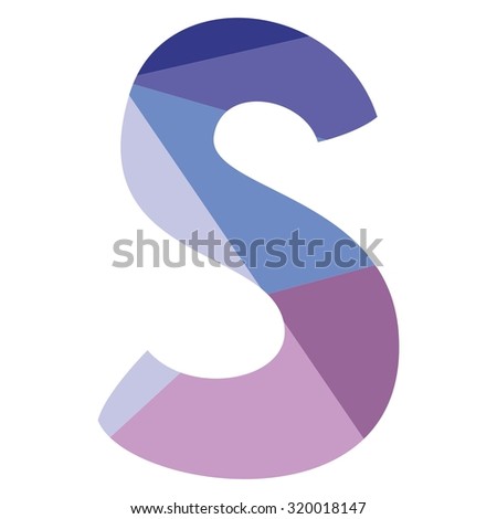 S low poly wrapping surface pastel vector alphabet letter isolated on transparent background