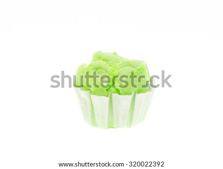 cupcake for chinese new year, chinese new year cake, steamed sponge cake on white background, meaning both prosperity and wealth