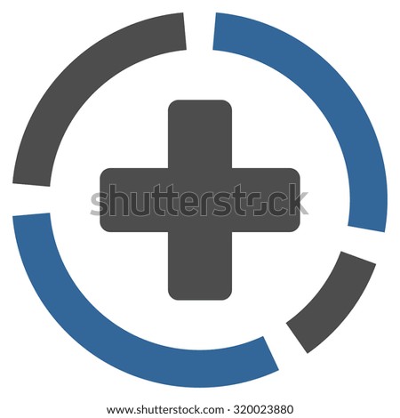 Health Care Diagram vector icon. Style is bicolor flat symbol, cobalt and gray colors, rounded angles, white background.