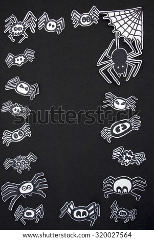 a vertical overhead view of a halloween frame made by spider and a spiderweb