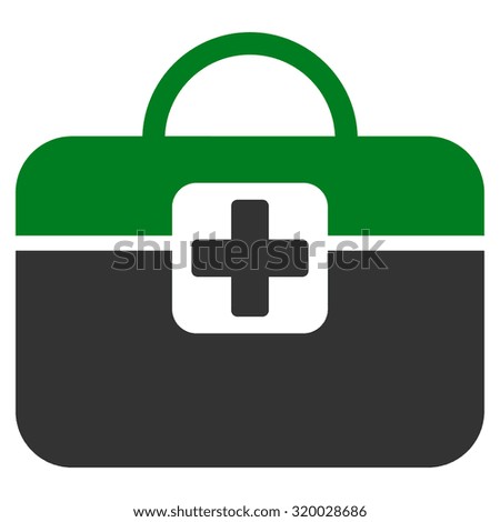 Medical Kit vector icon. Style is bicolor flat symbol, green and gray colors, rounded angles, white background.