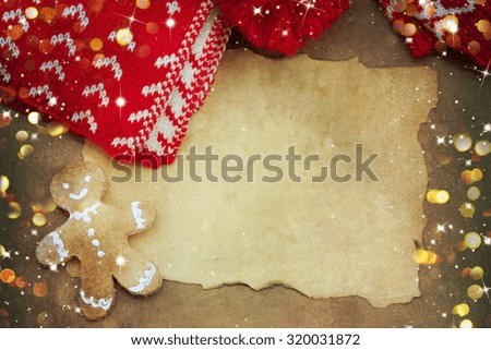 Background with Christmas knitting things