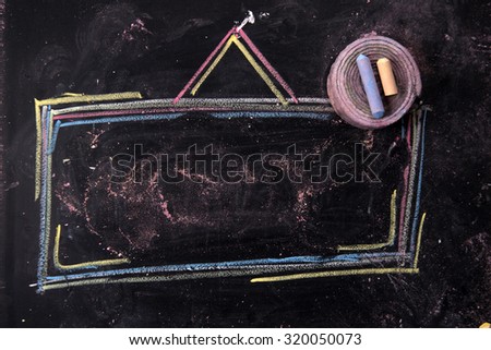 Frame for an advertising sign drawn with chalk on blackboard