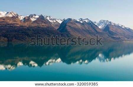 lake and mountain landscape in New Zealand