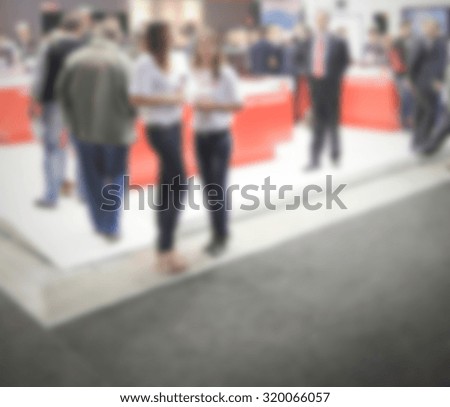 Trade show, panoramic background. Intentionally blurred post production.