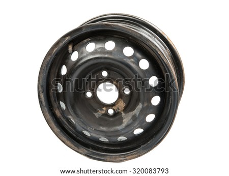 car alloy wheel, isolated on white background.