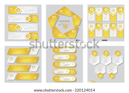 Collection of 6 yellow color template/graphic or website layout. Vector Background. For your idea and presentation.