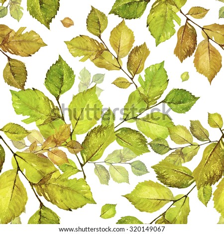 Watercolor bright leaves seamless pattern-6. Wonderful print of a watercolor sketches by hand. herbarium. retro. Vintage.
