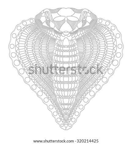 Cobra snake heart shape head zentangle stylized, vector, illustration, freehand pencil, hand drawn, pattern. Print for t-shirts, mobile cover design. 