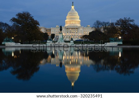 View on Capitol in Washington DC on dusk Royalty-Free Stock Photo #320235491