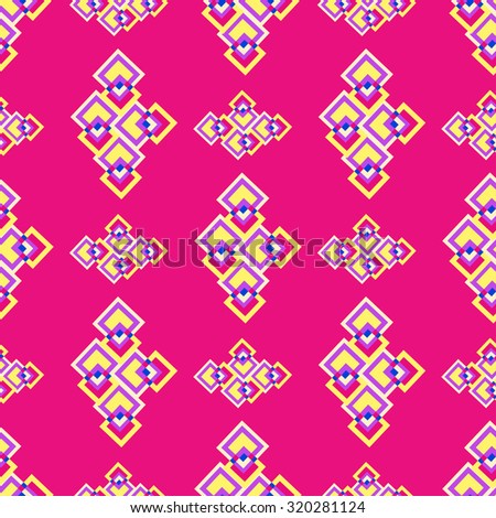 bright colored polygons on a pink background seamless pattern vector illustration