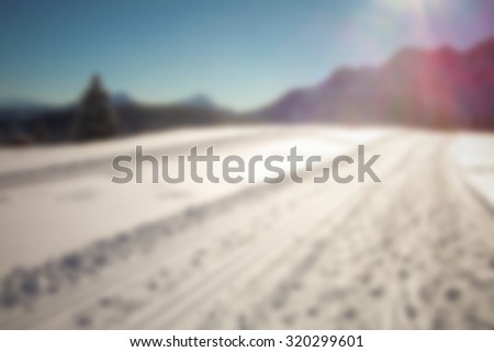 Winter panoramic background, intentionally blurred post production