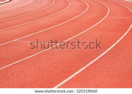 perspective of race track, vertical ,Red Asphalt for runners ,