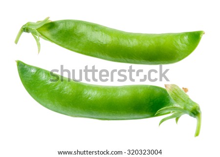 Pea pods isolated on white Royalty-Free Stock Photo #320323004
