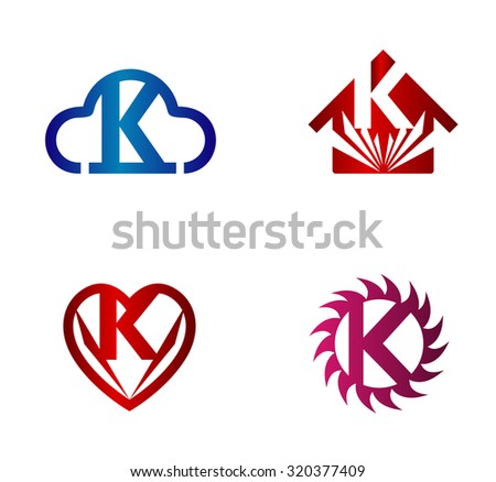 Design vector logo template. K letters icon set
