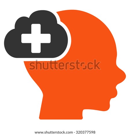 Medical Idea vector icon. Style is bicolor flat symbol, orange and gray colors, rounded angles, white background.