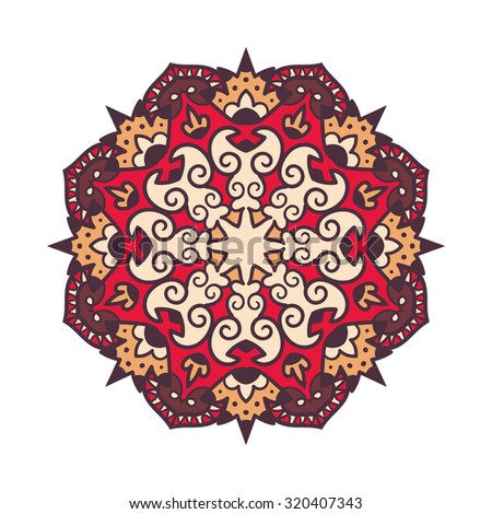 Vector mandala ornament. Round floral pattern. Hand drawn decorative element.