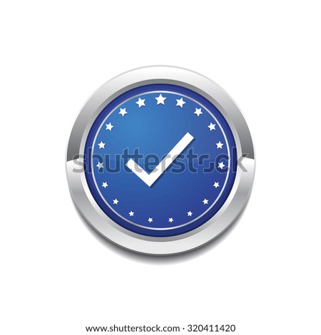 Tick Mark Circular Vector Blue Web Icon Button