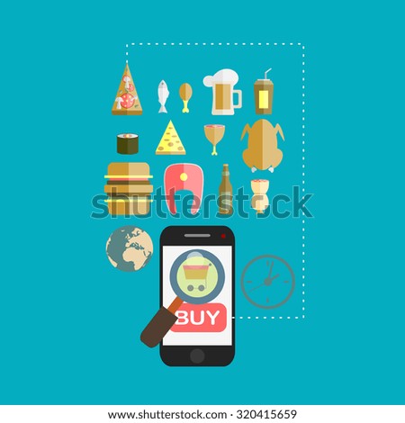 Online shopping concept. Vector illustration in flat design style. 