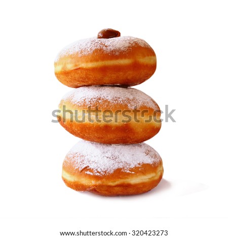 image of donuts. isolated on white. jewish holiday Hanukkah symbol
