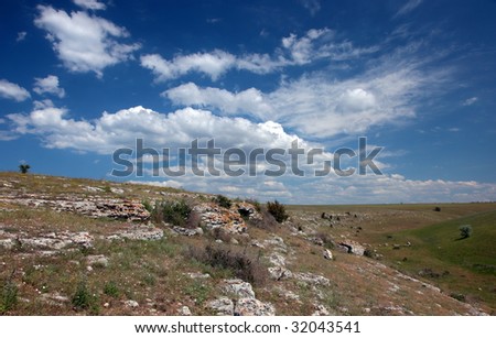 Wild steppe on cape Tarhankut in Crimea, Ukraine