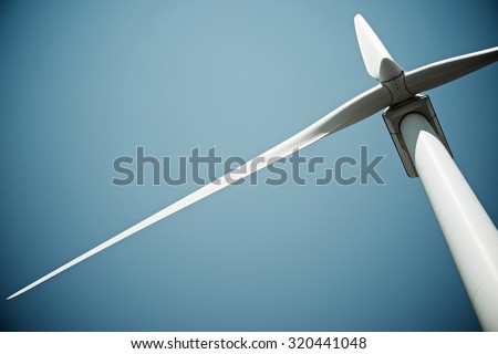 Windmill for electric power production, Burgos Province, Castilla Leon, Spain. Royalty-Free Stock Photo #320441048