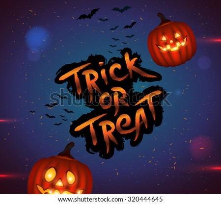 Trick or treat Halloween lettering with pumpkins - EPS10