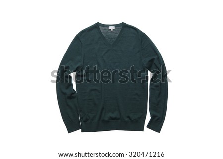 isolated dark green sweater on white back ground