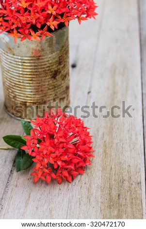 red flower in canned ,love vintage 