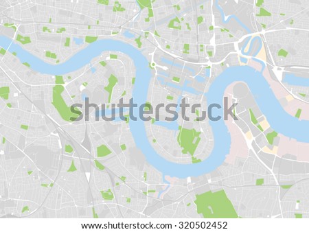 vector map of east central London, docklands, Greenwich  Royalty-Free Stock Photo #320502452