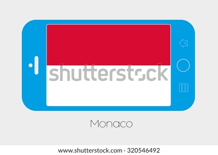 Mobile Phone Illustration with the Flag of Monaco