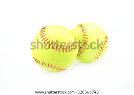 Yellow / Green softball ball on white background