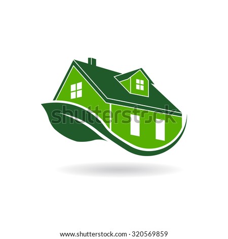 Green efficient house logo, environmental certified