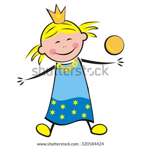 princess and golden balls, vector illustration