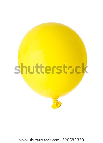 Yellow balloon inflated isolated on white background
