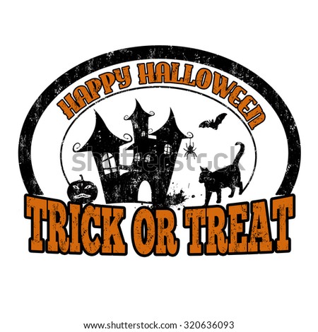 Trick or treat grunge rubber stamp on white background, vector illustration
