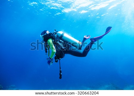 diver underwater Royalty-Free Stock Photo #320663204